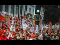 Crowd of UTLA strikers in red in January 2019 strike