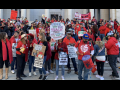 L.A. teachers in red rallying during their January 2019 strike.