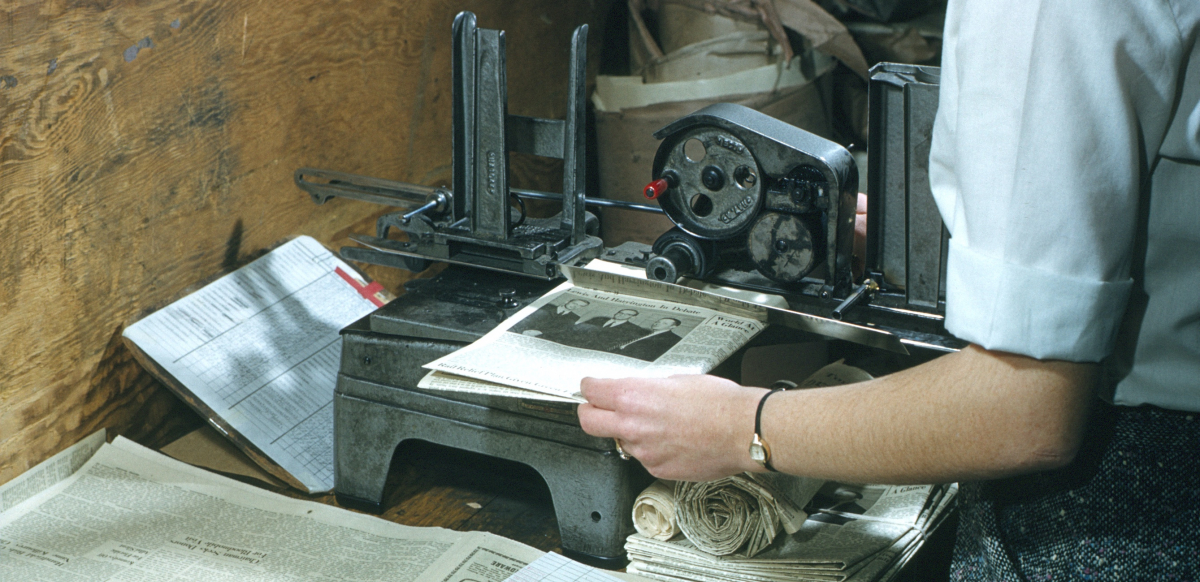 A photo of an addressograph machine