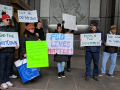 Federal government employees and their supporters rally on January 10, 2019, in front of a federal building in New York to protest the government shutdown.