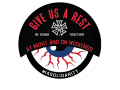 IATSE bloodshot eye "Give Us A Rest" text, campaign logo for current bargaining capaign